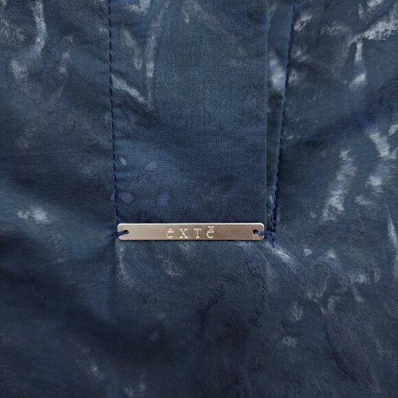 VTG 90s Exte Jeans Coated Woven Collared Mini Dress 28/42/US 6 Navy Blue - Picture 8 of 16